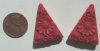 2 29x23x8mm Red Cinnabar Floral Triangles